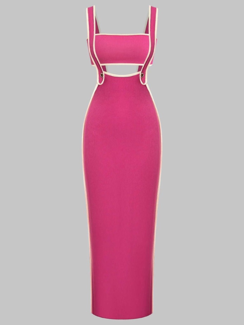 Micas Fuchsia Contrast Trim Tube Top and Pinafore Dress Set